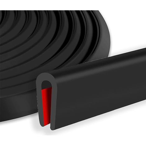 Joint de Protection de Bord Auto-adhésif Profil en U en Caoutchouc pour Tôle, Verre, Métal, Voiture Flexible, Résistant et Étanche Noir 2mm (1/5)