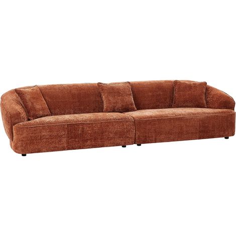 Canapé 4 places en tissu texturé terracotta ZULIAKA