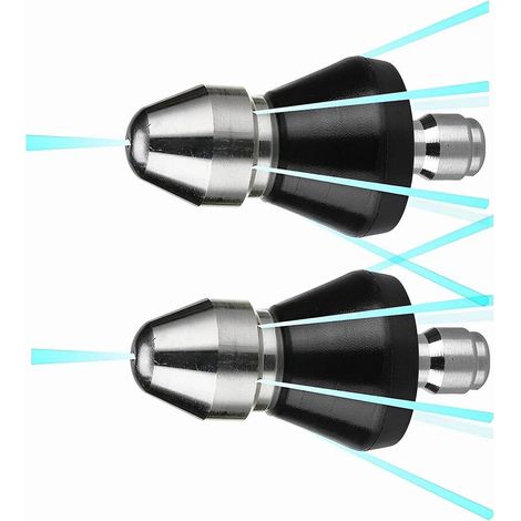 Nettoyeur D'égout - Buse À Jet Haute Pression - Pour Laveuses Haute Pression - 1 Jet Avant 6 Jets Arrière - 5000 Psi - Acier Inoxydable - 2 Pièces (1/5)