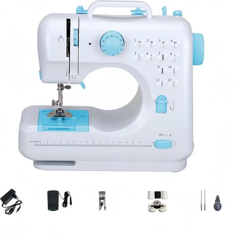 505A Machines à coudre électriques 12 points, machine à coudre automatique pour usage domestique avec deux fils et 12 programmes de couture 220 V (1/5)