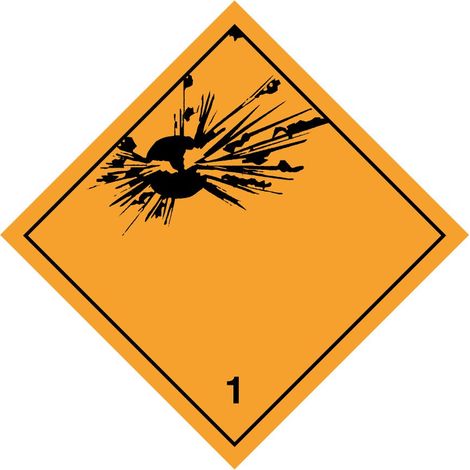 Etichetta autoadesiva o supporto alluminio ADR divisione 1.1-1.2-1.3 per Veicoli "Materie e oggetti esplosivi" 300x300mm Modello - PVC adesivo