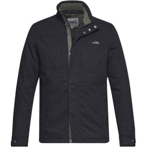 STIHL 0420-610-0452 Veste de Travail Homme Icon Gris Foncé Col Montant Doublure Camouflage Vert Tronçonneuse Fermeture Zippée Dissimulée Taille M (1/5)