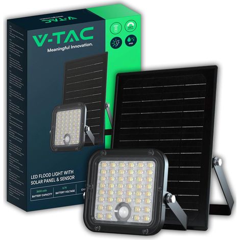 Spot LED d'extérieur avec panneau solaire 4,5 W – 1 500 lumens – doté d'un capteur de mouvement et d'une télécommande – IP65 – Batterie 3 600 mAh – Petit projecteur pour maison, jardin, garage (1/5)