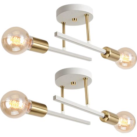 (2X) 2 Lights Retro Wall Lights Modern Ceiling Lights Indoor Vintage Wall Light E27 White,For Hallway Bedroom Living Room