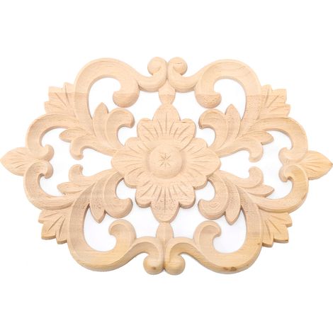 Aplique de pared de madera tallada para decorar una puerta o armario de muebles del hogar.