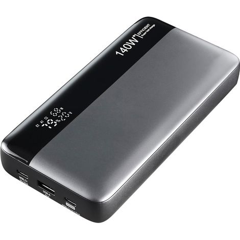 Powerbank 25000 Batterie Externe avec Power Delivery (140 W) et câble de Charge USB-C vers USB-C, 25000 mAh, Gris/Noir (1/2)