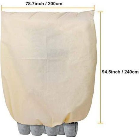 (200x240cm)Housse Hivernage pour Plantes Voile Hivernage Plante Housses de Protection Non-Tissé Beige (1/4)