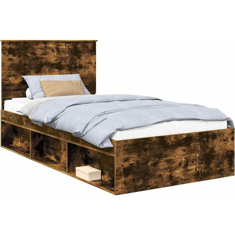 Estructura de cama con cabecera Roble ahumado 100 x 200 cm vidaXL (1/5)