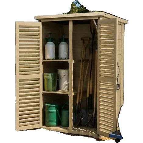 Gartenlagerungsschrank, abschließbares Design, doppelte Regale, 1 (1/2)
