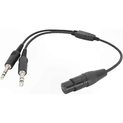 Adaptateur casque aviation 2 prises 5 broches, connecteur mâle-femelle pour écouteurs GA, câble de liaison pilote (1/5)