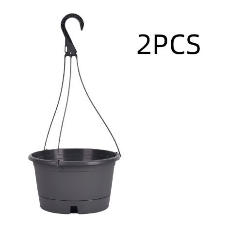 Lot de 2 jardinières suspendues, 25.4 cm de diamètre pour l'intérieur et l'extérieur, Pot de Fleurs Suspendu avec Trou de Drainage et pour Le Jardin et la Maison (Noir) (1/2)