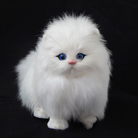Chaton réaliste en fourrure synthétique imitant le poil de mouton, peluche interactive avec sons miaulements, jouet électronique pour enfant, adorable animal de compagnie factice (1/5)