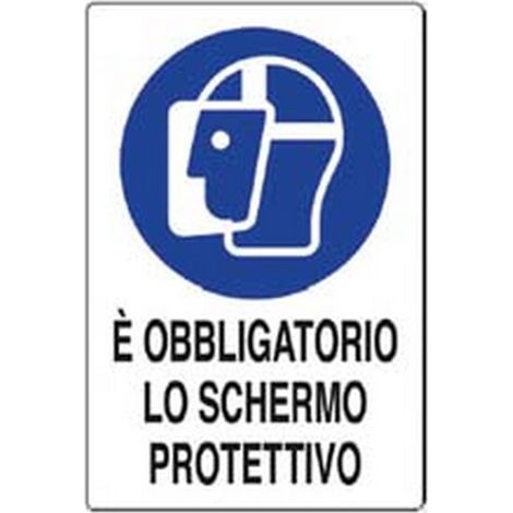 10PZ CARTELLO "E' OBBLIGATORIO LO SCHERMO PROTETTIVO" - cm.20x30h. in plastica