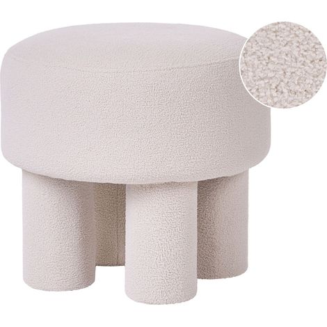 Hocker CANBY Bouclé Cremeweiß
