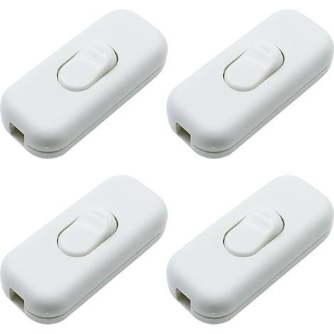 Lntyq Interrupteur torpille 4 pièces, interrupteur bipolaire, interrupteur à bascule pour lampe, 2 ou 3 fils pour lampe de table, lampe de chevet (blanc) (1/5)