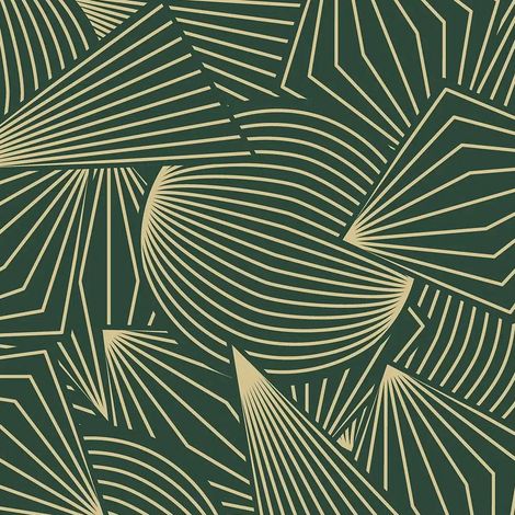 papier peint panoramique formes géométriques vert et or - Sanders & Sanders (1/5)
