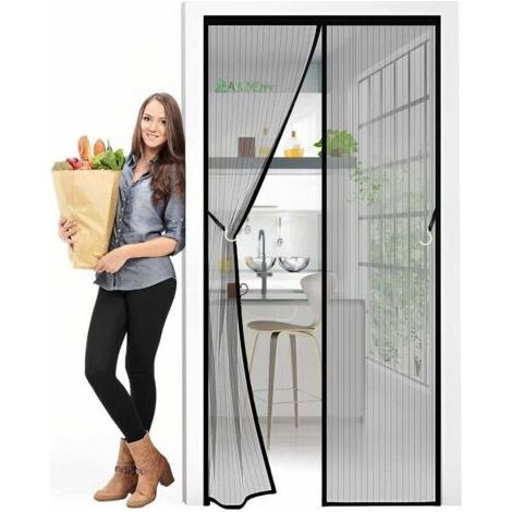Moustiquaire porte magnétique 80 x 235 cm – 100% polyester – Installation adhésive sans perçage – Pour portes d'entrée et patios (1/5)