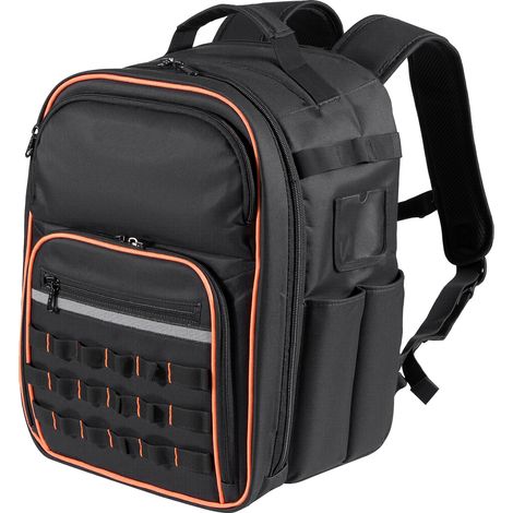Mophorn Zaino Portautensili con 49 Tasche, Organizzatore per Attrezzi Robusto, Zaino da Lavoro con Scomparto per Laptop e Base Rinforzata, Borsa da Cantiere per Elettricisti, Tecnici e Riparatori