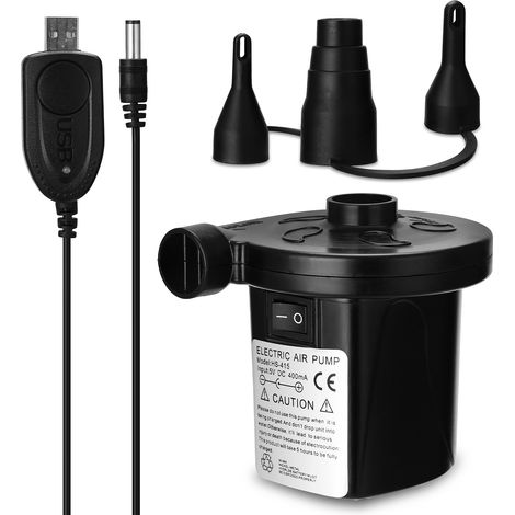 Schwarze, wiederaufladbare, tragbare Luftpumpe – kompakt und praktisch, ideal für Zuhause, Camping und zum Aufpumpen von Luftmatratzen und -matten. Schnelles und sicheres Aufpumpen. (1/5)