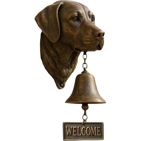 1 Sonnette De Porte Chien Design Rustique Bronze Antique Pour Mur Jardin Porche Maison (1/5)