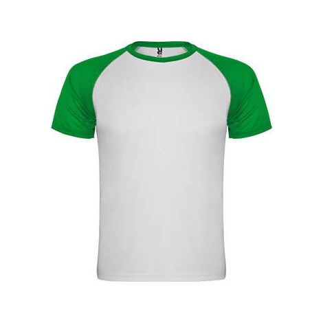 Camiseta deportiva en tejido técnico de manga corta INDIANAPOLIS ROLY 12 Blanco/Verde Helecho