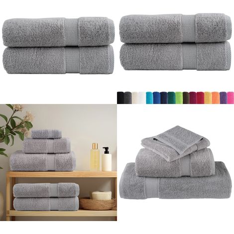 Premium Badetücher SOLUND 2 Stk. Grau 100x150 cm 600 g/m² - Baumwolle - Weichheit (1/5)