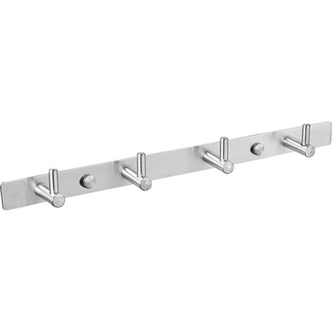 10,6 Zoll großer, wandmontierter Schlüsselhalter aus gebürstetem Nickel mit 4 Schlüsselhaken für Eingangsbereich, Tür, Badezimmer, Küche, Flur (Edelstahl 304, silber)