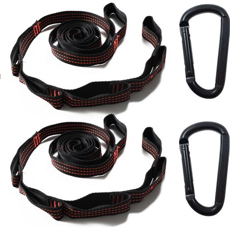 Sangle d Arrimage Polyester Orange 2 Pièces avec 2 Mousquetons Noirs n°8 Réglable Multi-Boucles Cargo Universel (1/5)