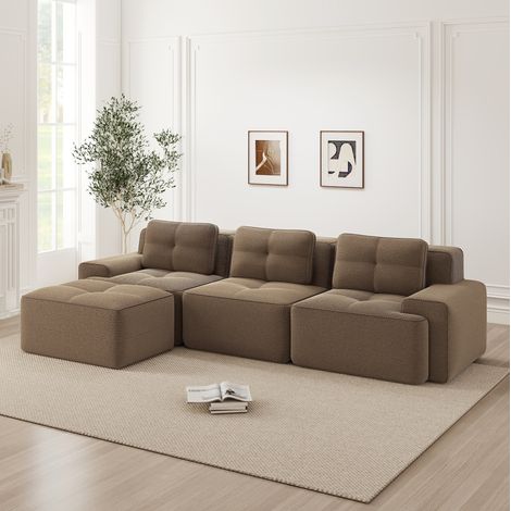 Divano modulare a nuvola in corduroy marrone OKMYHOME (1/5)