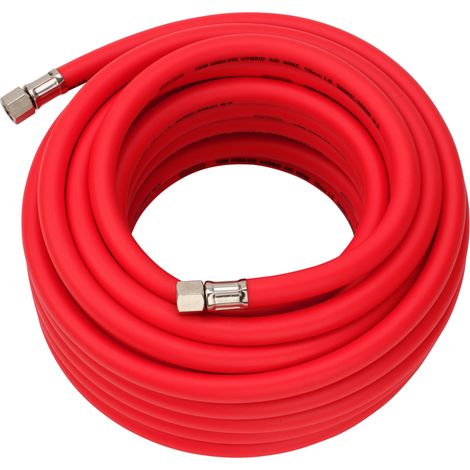 Draper 31731 High Visibility Hybrid Air Hose, 15m x 10mm, 1/4"" BSP, Red