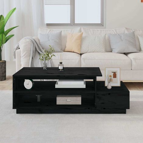 vidaXL Table basse Noir 120x50x40,5 cm Bois massif de pin (1/5)