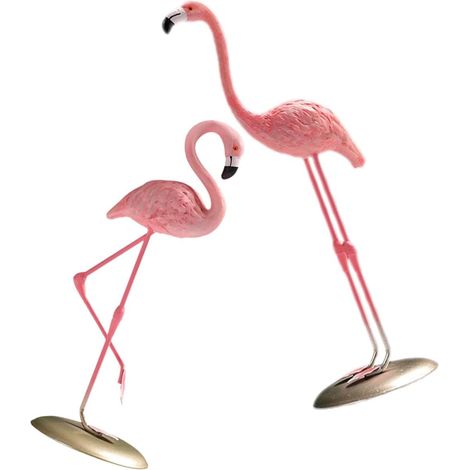 Résine Statue de Flamant Rose Décorative 2 Pièces pour Bureau (1/5)