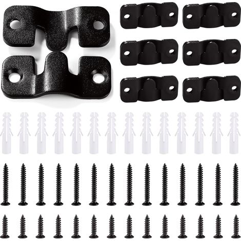 [NIE BENUTZT]14 Stück Einbauhalterungen, Edelstahl-Wandbeschlagschlaufe, Einbau-Fotorahmen, Wandaufhänger, mit 28 Schrauben, Schwarz, 44 x 19 mm