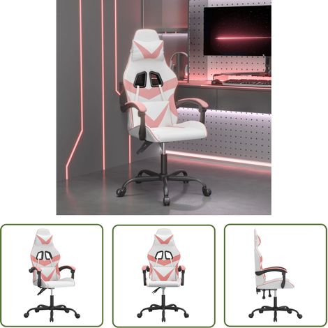 vidaXL Gaming-Stuhl Drehbar Weiß und Rosa Kunstleder (1/5)