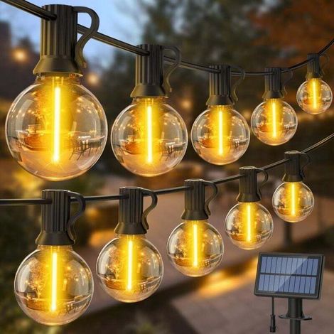 Solaire Guirlande Exterieur Lumineuse LED 7M Guinguette Solaires Lumineuse IP65 Imperméable Lampe Extérieur Guirlandes-Crezuo (1/4)