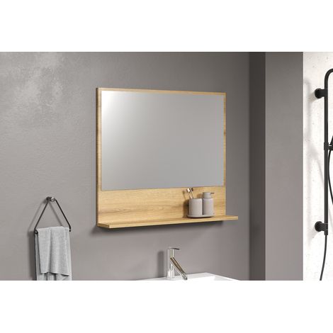 Miroir de salle de bain contemporain chêne clair Lissandre (1/4)
