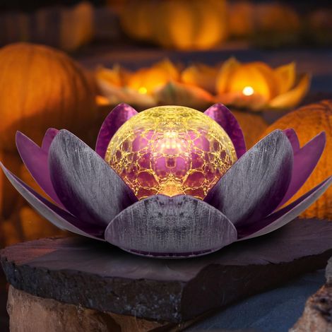 Lotue solaire décorative pour jardin, lanterne fleur de lotus LED, éclairage extérieur étanche, terrasse, cour, décoration lumineuse sans fil, pack de 1, design élégant. (1/3)