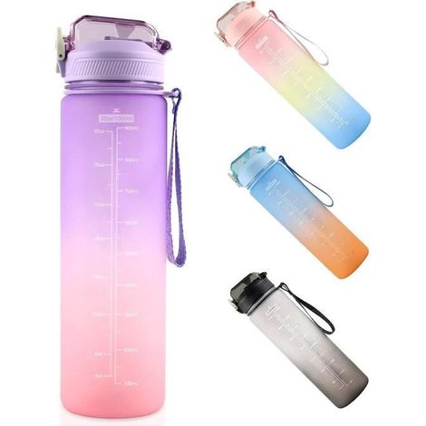 Gourde Sport - Marque Non Spécifiée - 1 Litre - Anti-Fuite - Avec Paille - Design Portable