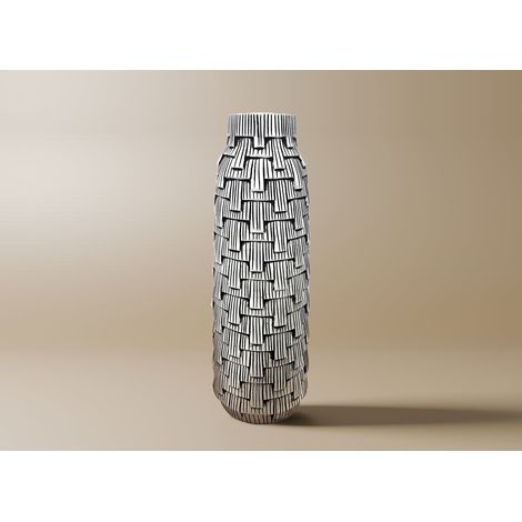 Vase contemporain en polyrésine noir et blanc H50 cm INAYA (1/2)