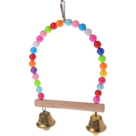 Vogelschaukel aus Holz, Sitzstange, Kauspielzeug für Papageien mit Glöckchen, Käfigspielzeug für Unzertrennliche