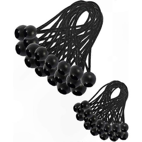 Sangles tendeurs à bungee pour bâche, lot de 30 fixations élastiques (2 tailles : 200mm & 150mm), crochets pour tente, auvent et abri, cordons de serrage robustes en caoutchouc, accessoires de camping (1/5)
