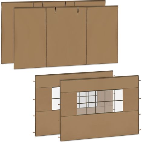 VONROC Parois latérales 3x4,5 m beige set 4 pièces étanche UV50+ compatible PT502XX PT805AA (1/3)