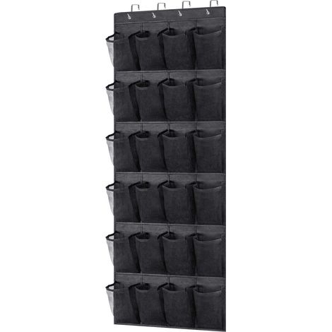 Organisateur à chaussures suspendu - noir - 24 compartiments en maille respirante - Étagères suspendues - Organisateur à chaussures à suspendre à la porte - Armoire à chaussures suspendue - Supporte j (1/5)