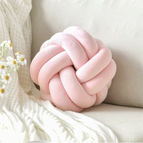 Coussin Nœud Boule, Coussin Décoratif Rond en Peluche Douce, 28 cm Beige, Oreiller Noué Moderne pour Canapé, Housse Amovible, Lot de 1 (1/5)