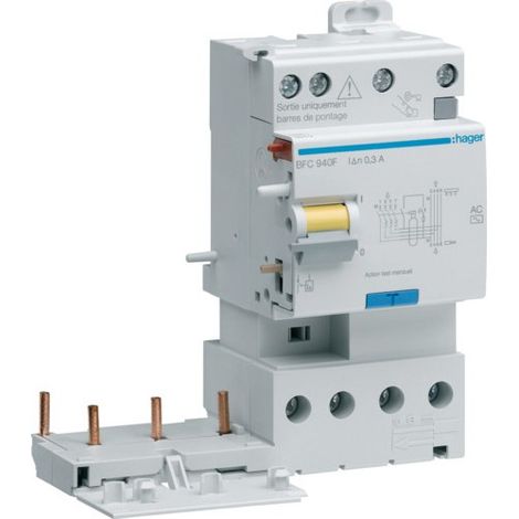 Bloc Différentiel Double Sortie 3P+N - 30 mA - BDC - Hager - 40A - BDC940F