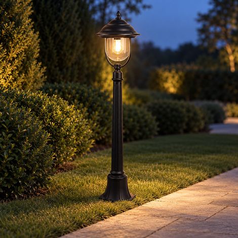 V-TAC Piantana da Giardino Stile Lanterna E27 Max 60 W in Alluminio Nero Altezza 1110 mm IP44 (1/5)