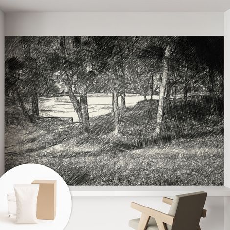 Papier peint intissé avec imprimé installation simple qualité excellente sans désordre - Colle incluse gratuite Paysage serein 152x104 cm (1/5)