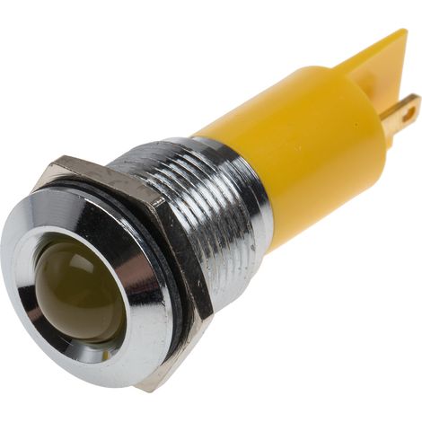 Voyant LED lumineux Jaune RS PRO, dia. 16mm, 115 V dc, 230V c.a. ( Prix pour 1 )
