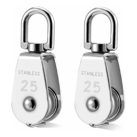 2 pièces Poulie fixe en 304 acier inoxydable M25 poulie fixe Double roue poulie corde de levage poulie bloc poulie (1/5)