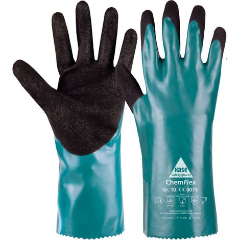 1 Paar Hase® Chemflex 30 Chemikalienhandschuhe grün/schwarz 12